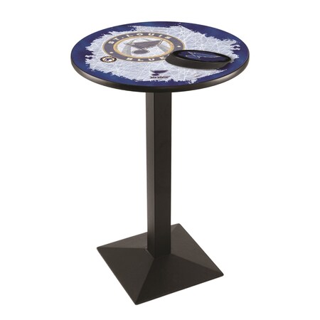 Holland Bar Stool Co 36" Blk Wrinkle St Louis Blues Pub Table, 28" dia. Top L217B3628STLBlu-D2